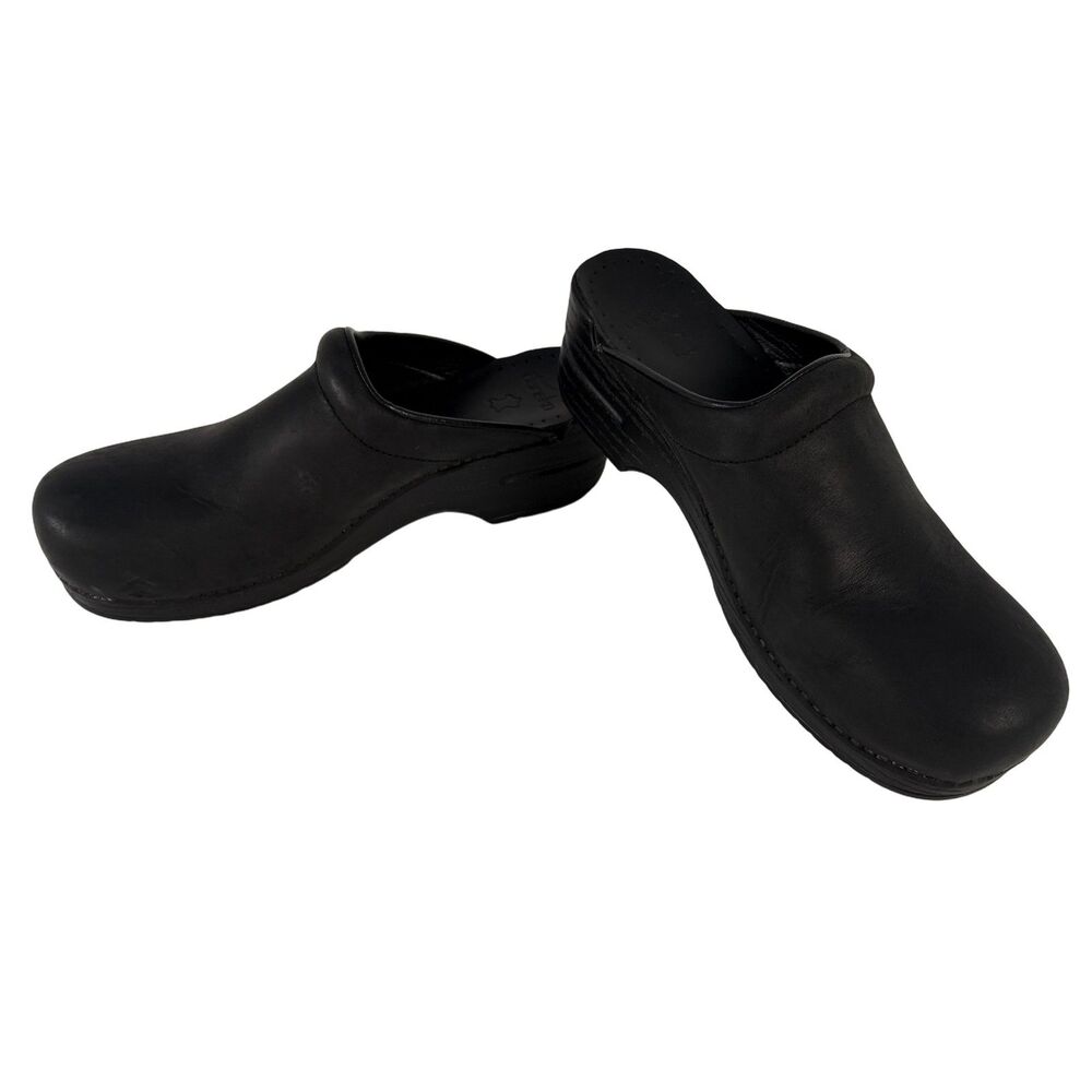Dansko Black Leather Slip-On Clogs Mules Size EU 42 Style 247020202